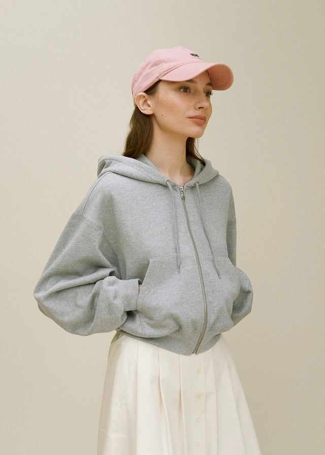 French Terry Hooded Jacket (Melange grey)