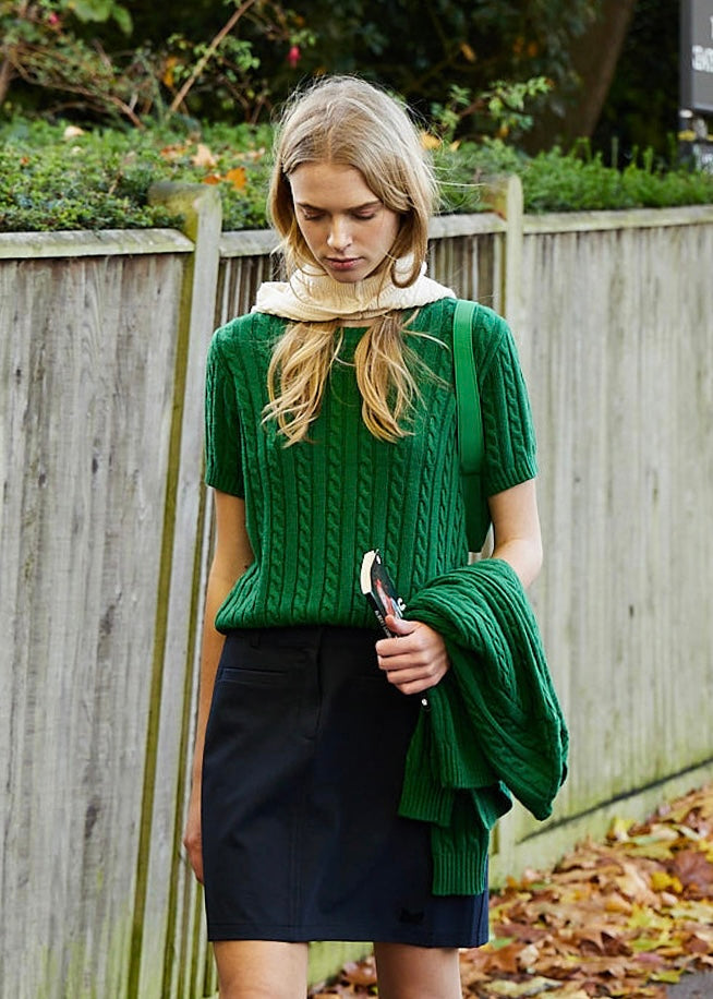 [STUDIO & PARC] Monceau Cable Short Sleeve Knit- Green