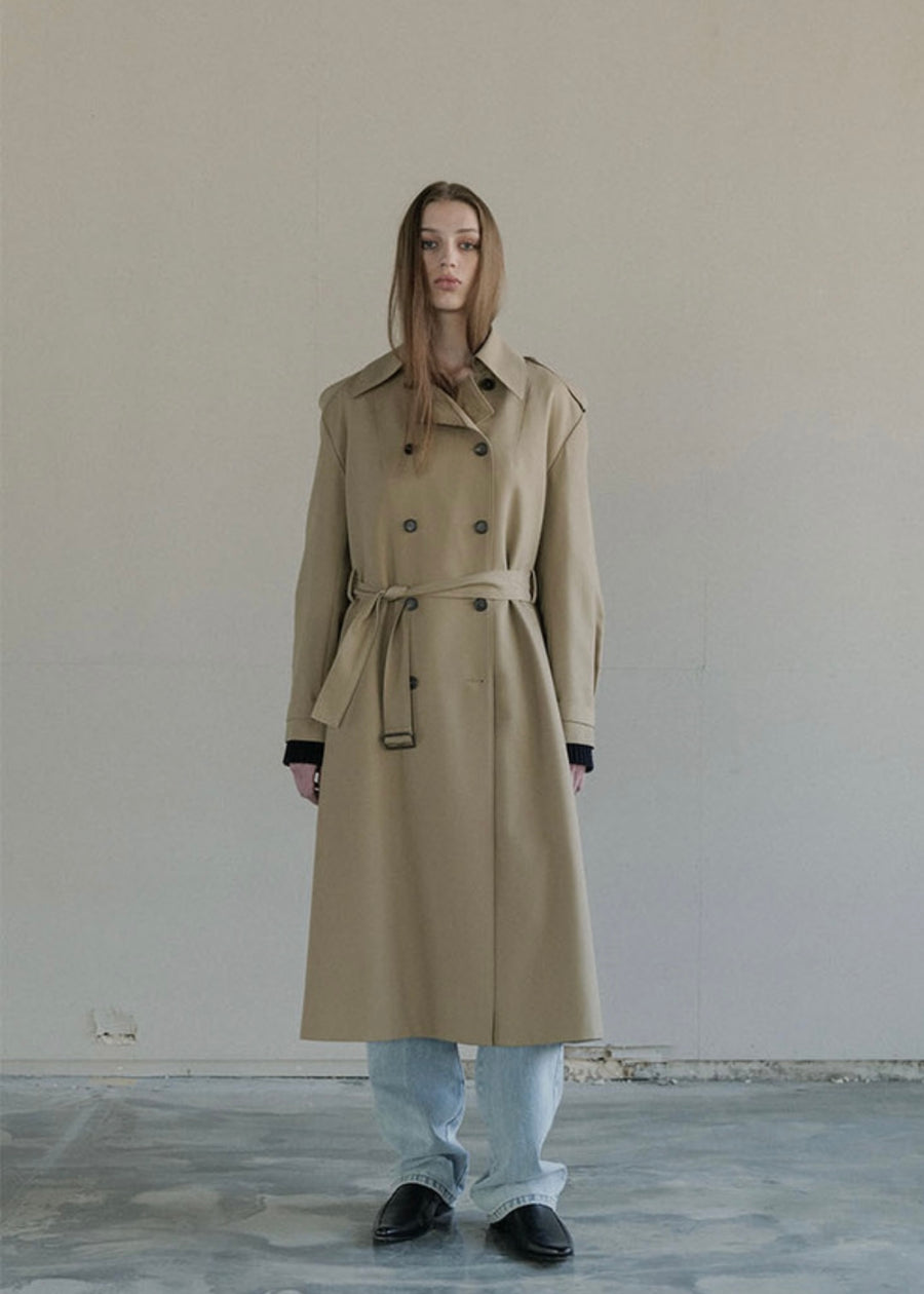 [LEHA] CAMDEN WOOL TRENCH COAT -BEIGE
