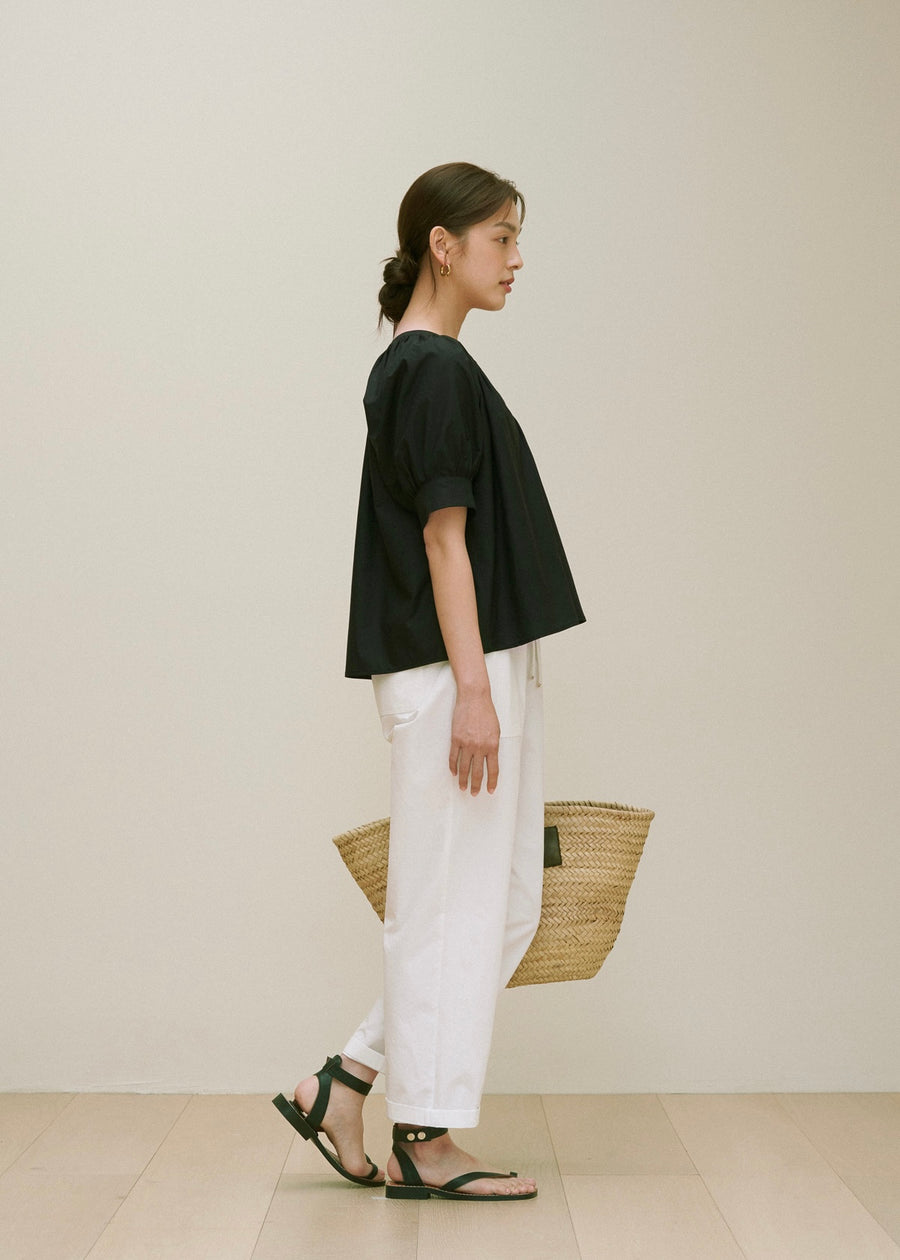 Gathered Tunic Blouse (Black)