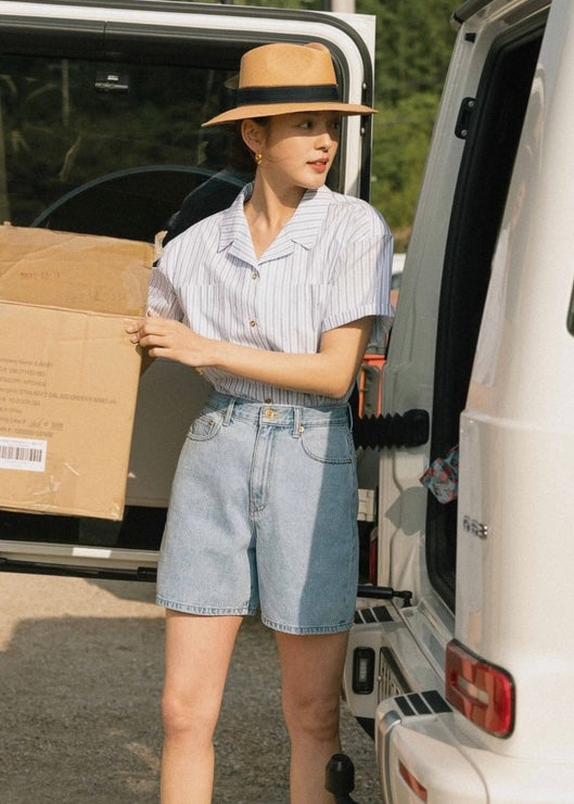 Half-sleeves Shirt (Stripe)