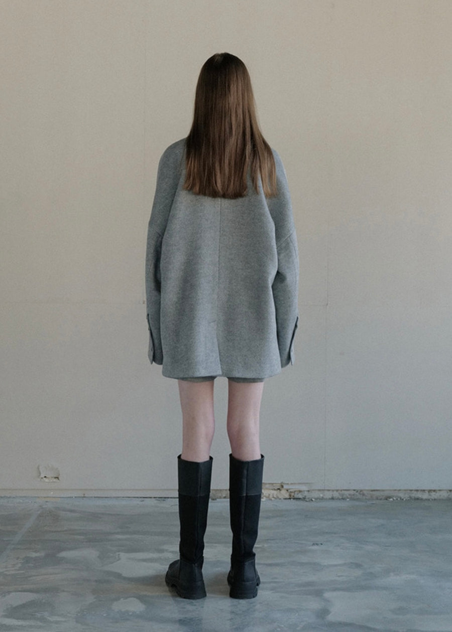 [LEHA] HEATHER DOUBLE COAT -GREY