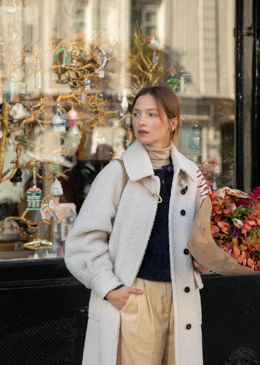 La Neige Cable-Knit Cardigan (Night blue)