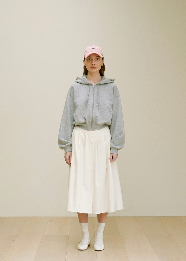 French Terry Hooded Jacket (Melange grey)