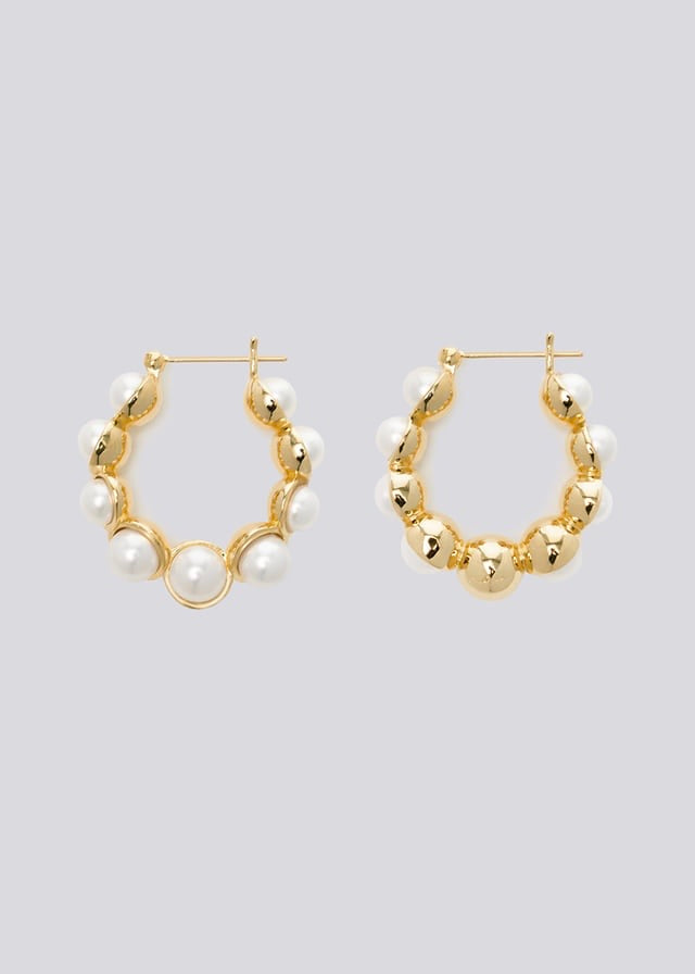 Twist Pearl Hoop E |  S_S.IL