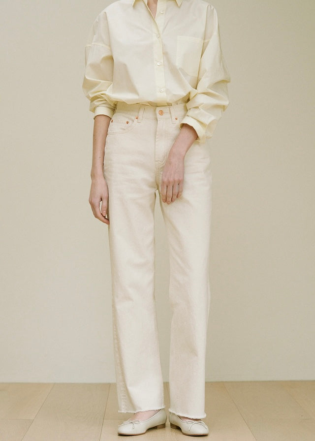 [1st Re-Order] Marcel Denim Pants (Cream)
