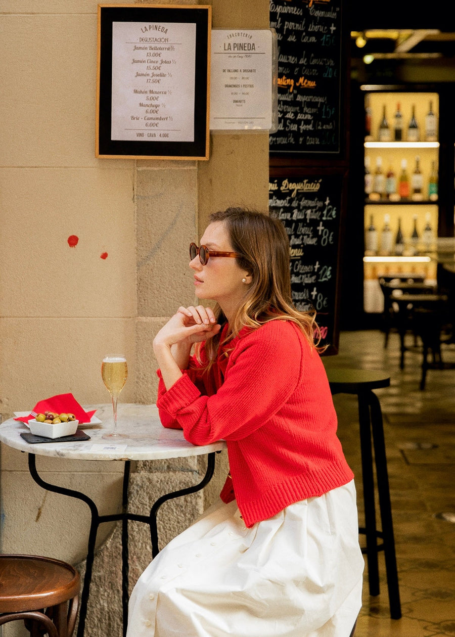 Alice Knit Cardigan (Ruby red)