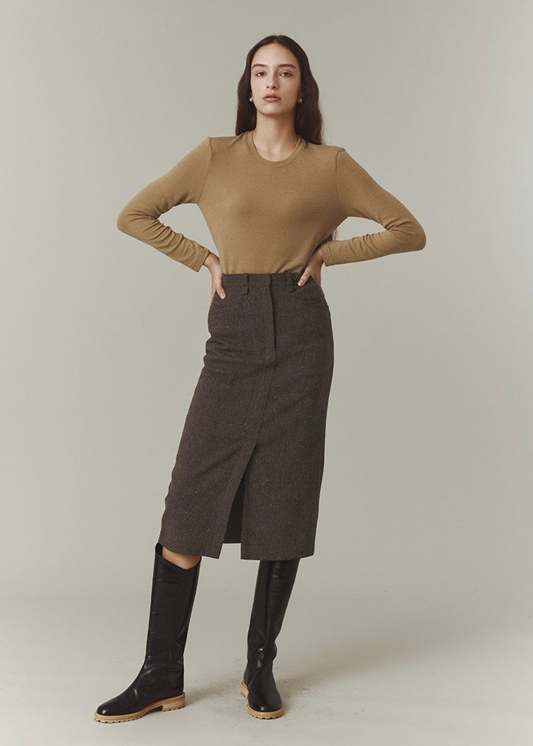 [Re-stock] Wool Blended Jersey Top (camel)