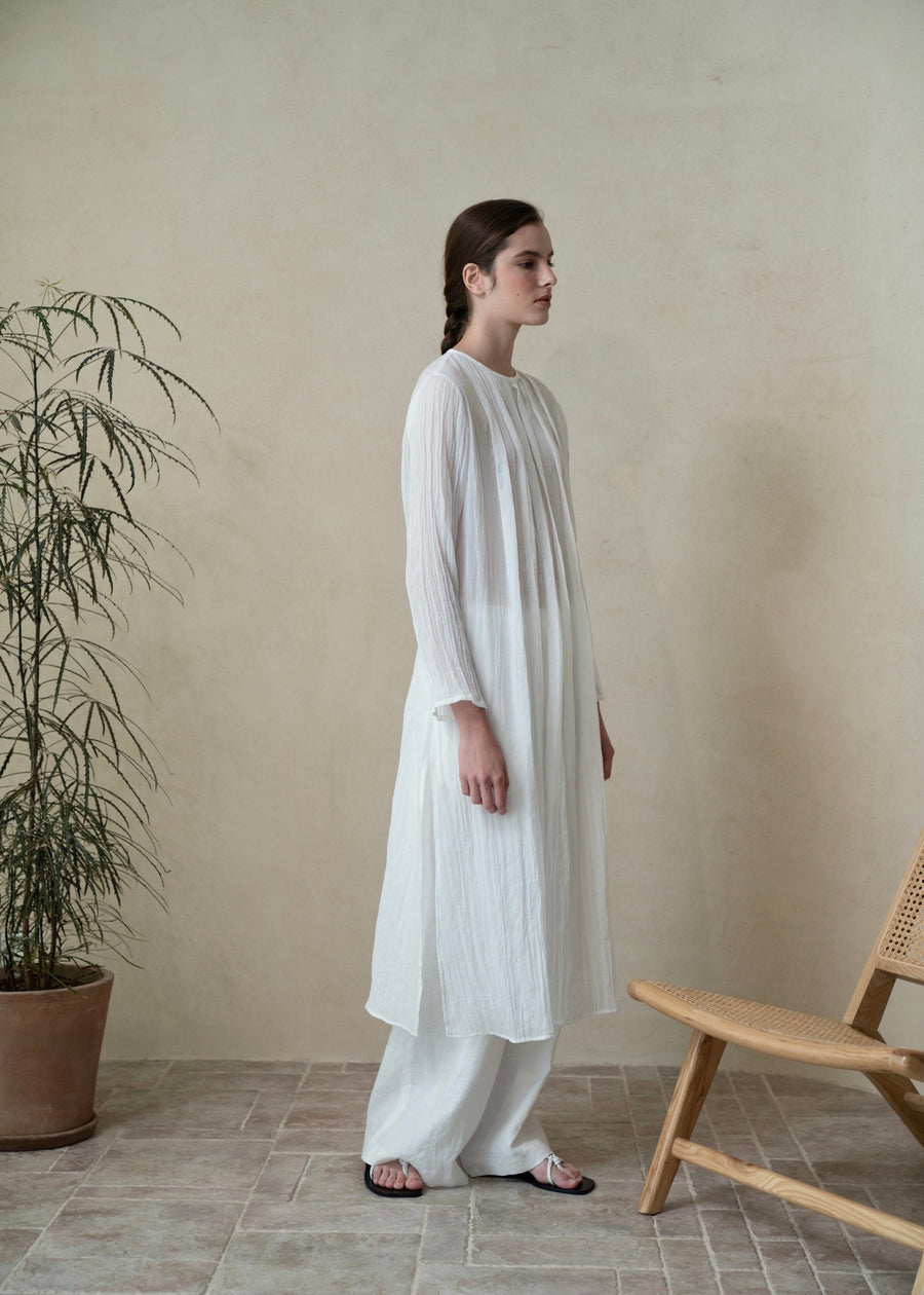 LONG-SLEEVE PINTUCK DRESS |MISSING YOU ALREADY