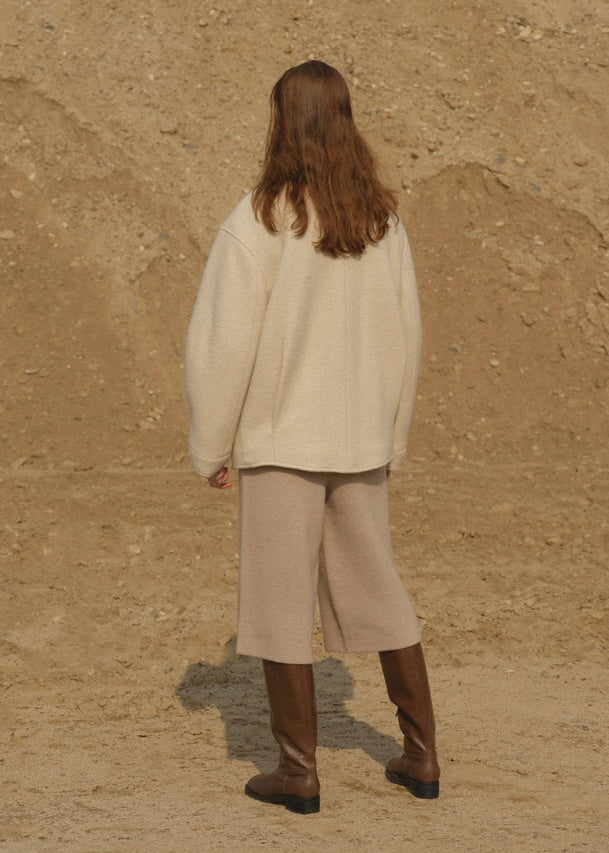 Half knit pants (Beige)