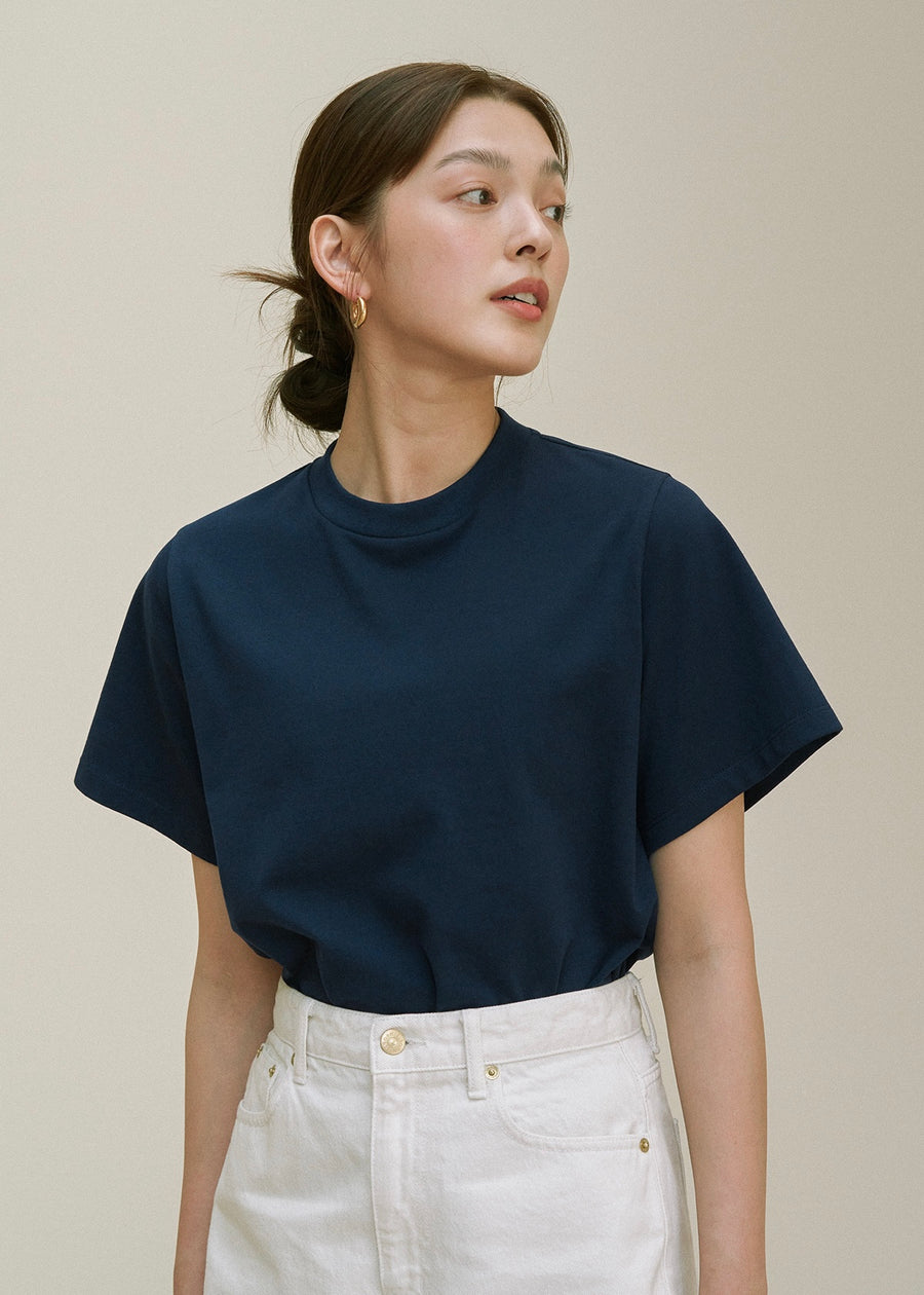Crown neck T-shirt (Navy)