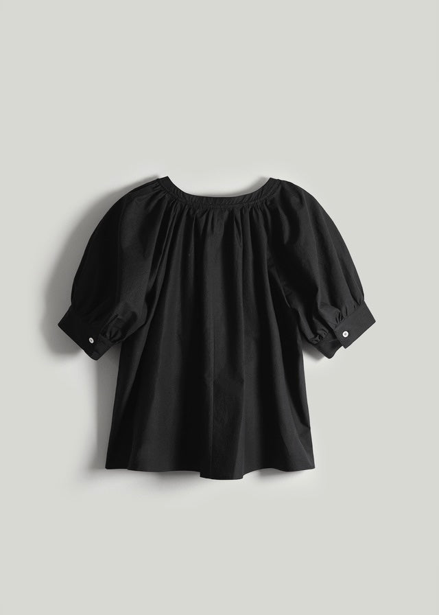 Gathered Tunic Blouse (Black)