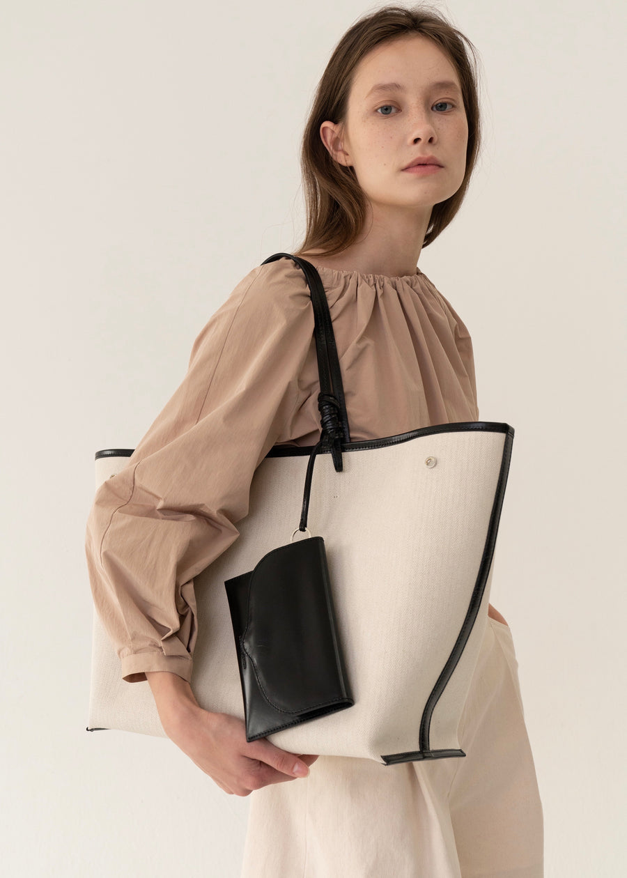 Leather-Trimmed Canvas Tote | KINDERSALMON