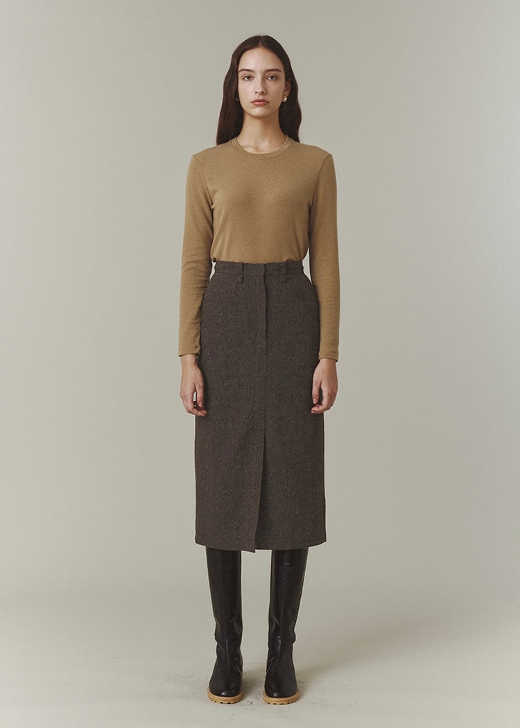 [Re-stock] Wool Blended Jersey Top (camel)