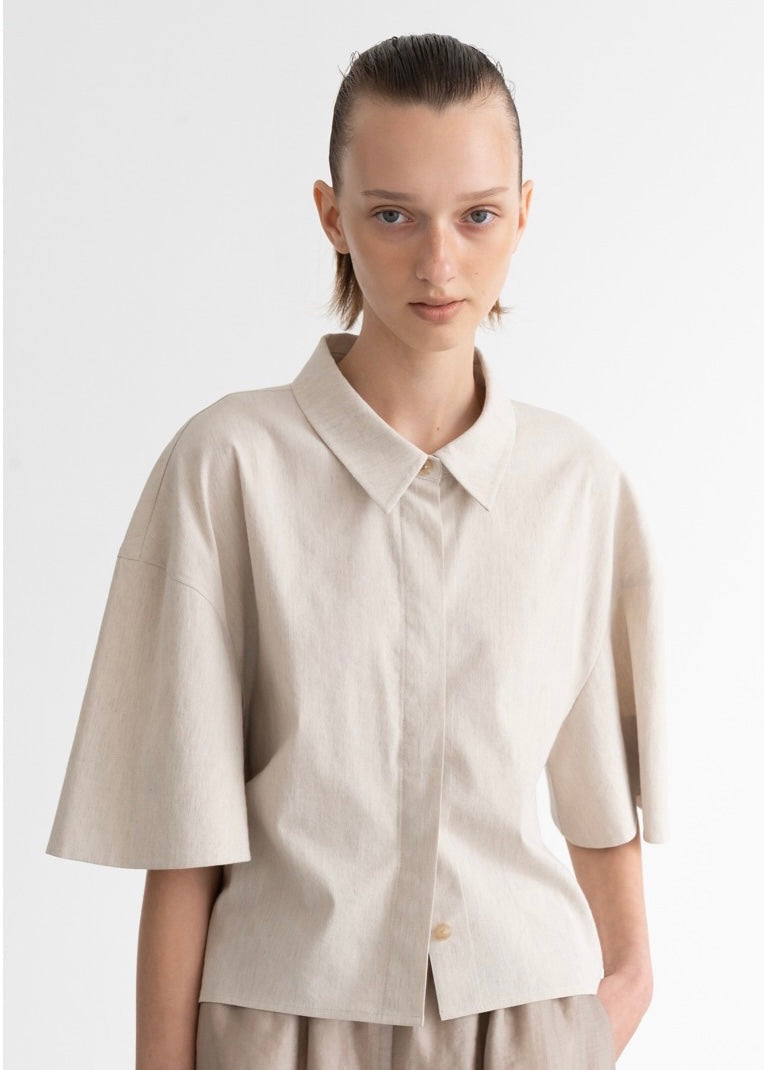 Serene Linen Blend Top (Oatmeal)