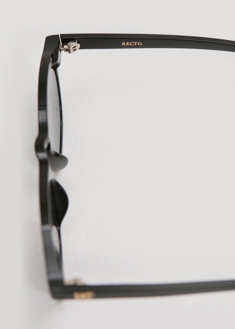 SQUARE SUNGLASSES & POUCH (BLACK) | RECTO