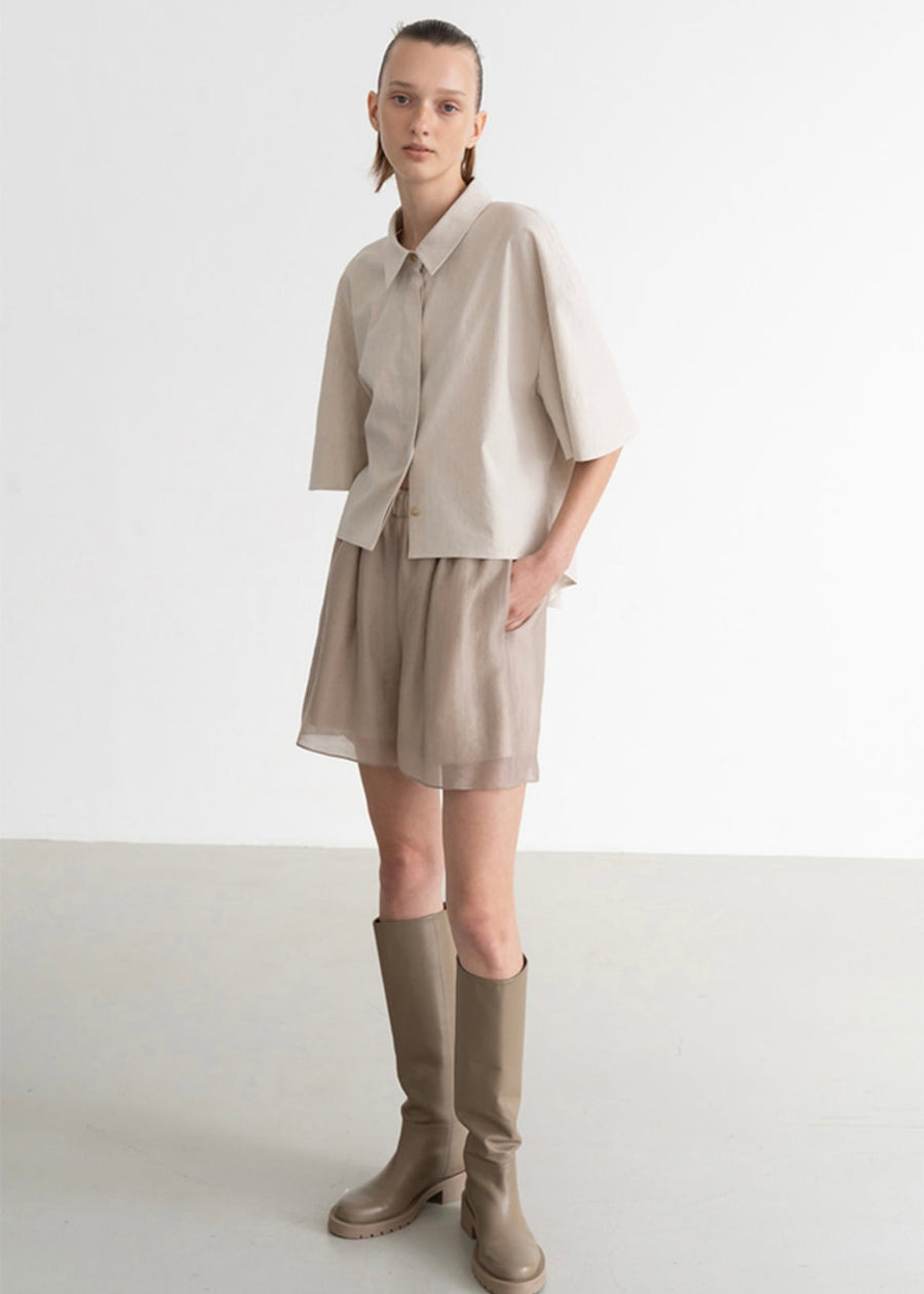 Serene Sheer Shorts (Beige)