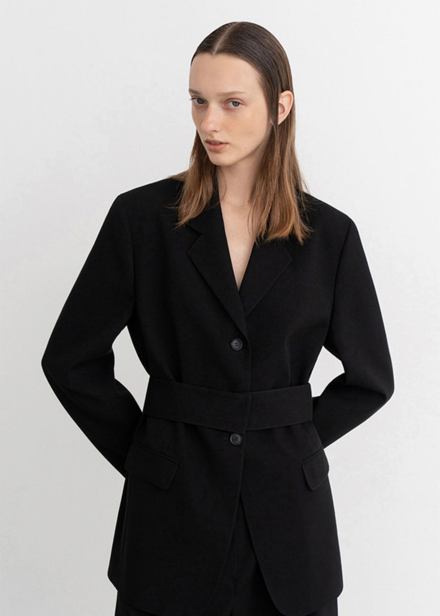 Camille Single Breast Twill Jacket (Black)