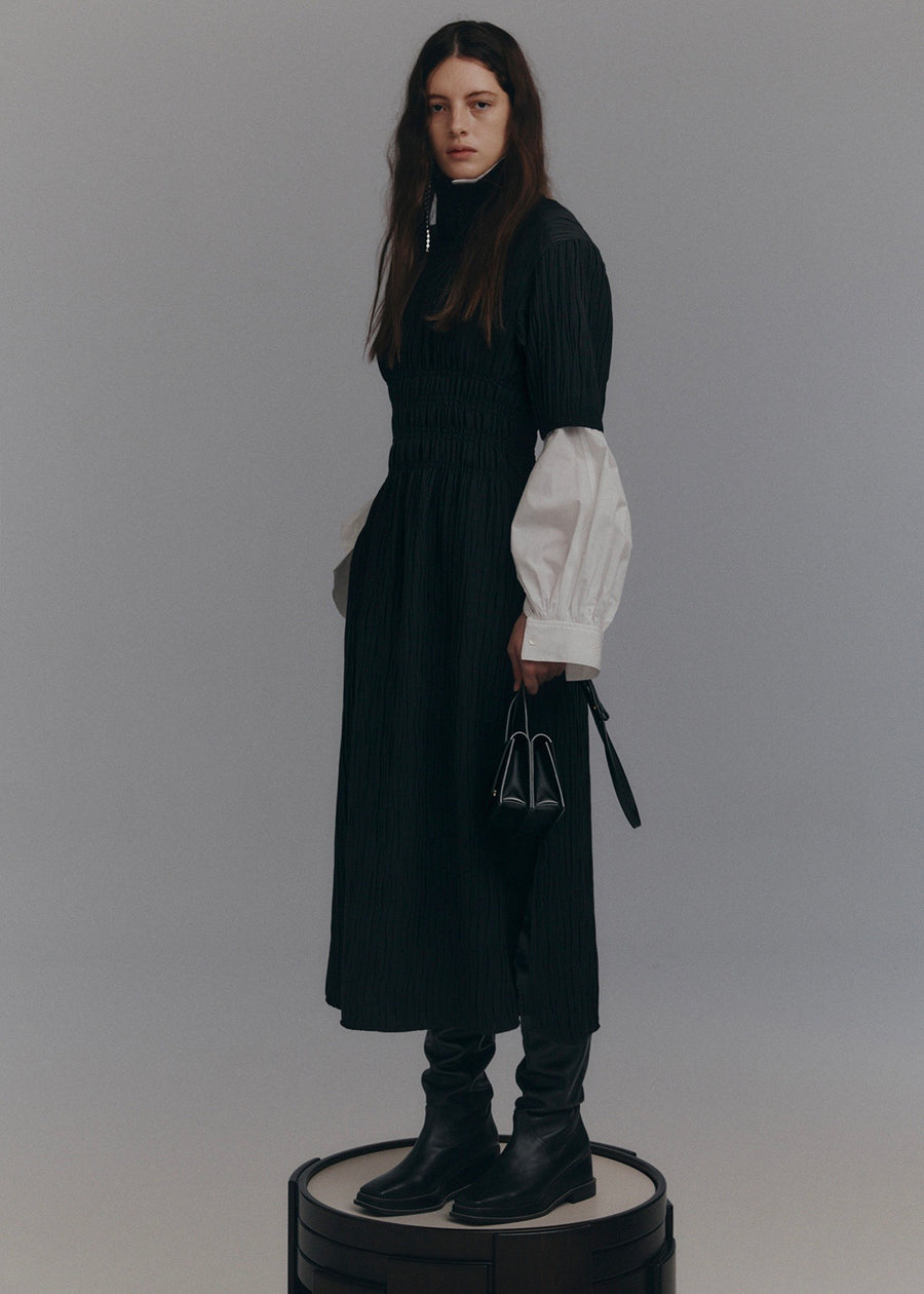 TEXTURED TURTLENECK DRESS  | RECTO