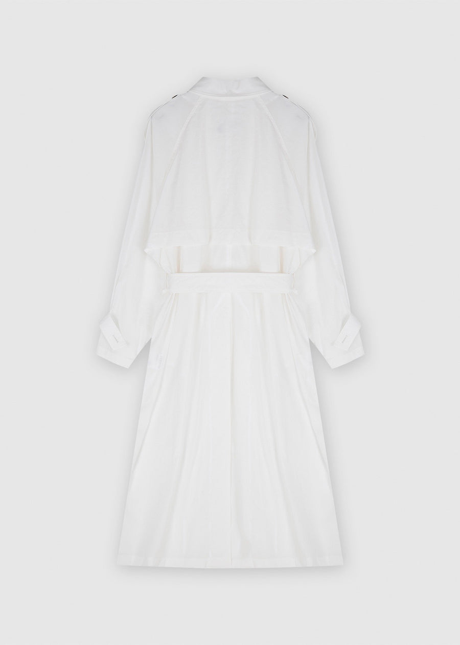 BELTED NYLON TRENCH COAT (WHITE) | RECTO