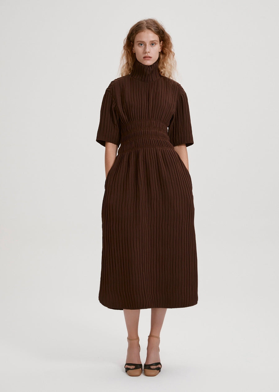 TEXTURED TURTLENECK DRESS  | RECTO