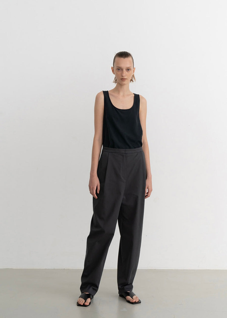 Cotton-linen Blended Tapered Pants (Anthracite)