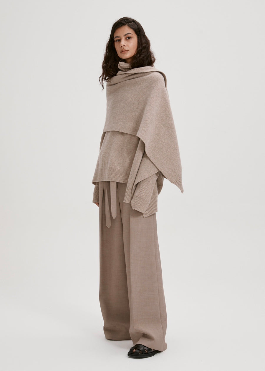 WOOL TURTLENECK & MUFFLER (COCOA) | RECTO