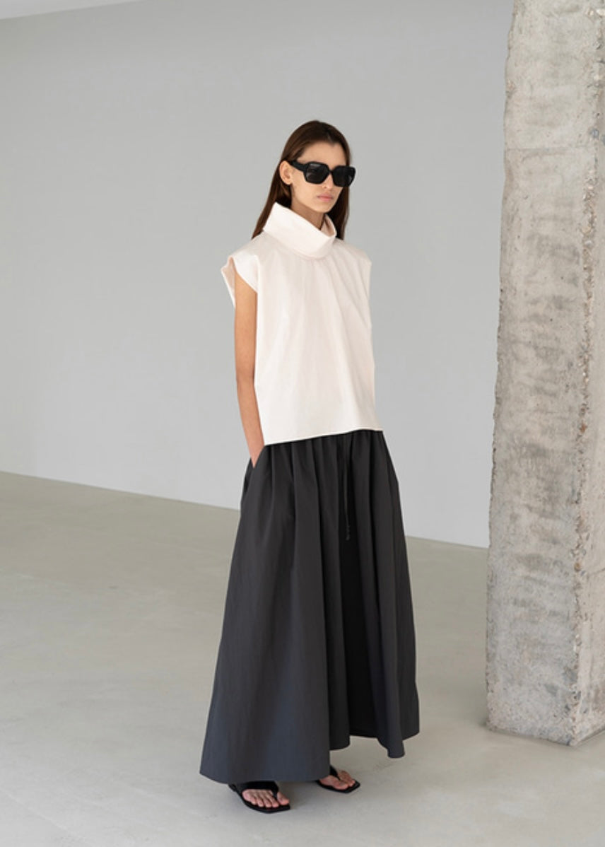Roll Neck Cotton Top (Cream) Last One