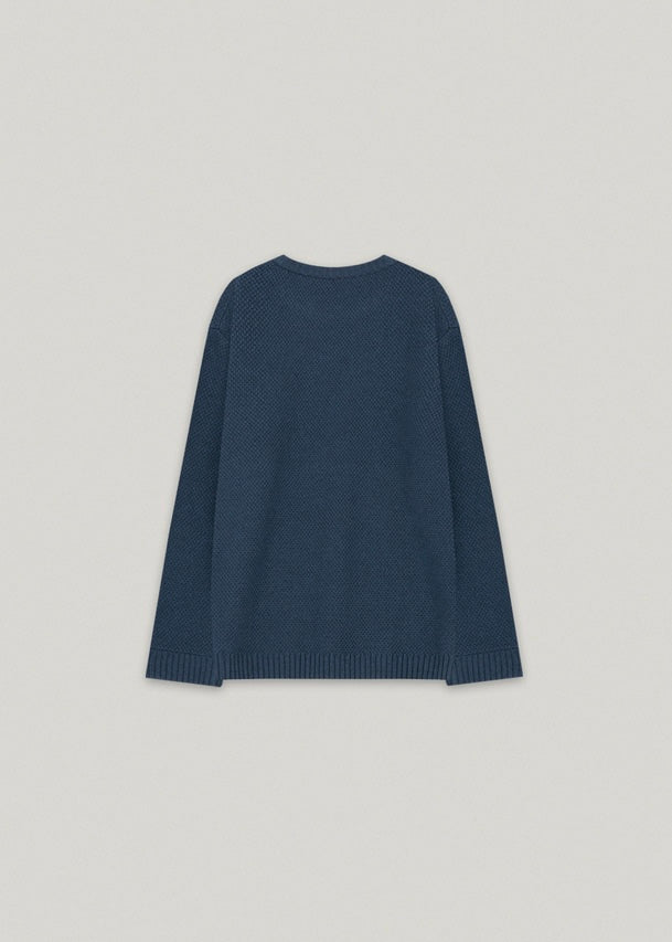 [Moia] Round Cashmere Knit -Vintage Blue