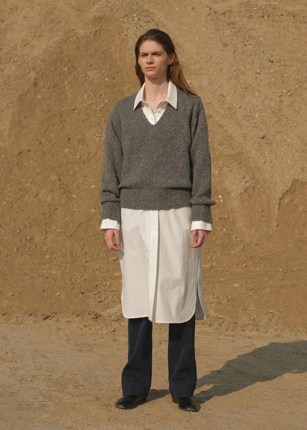 scot v-neck knit (Gray)