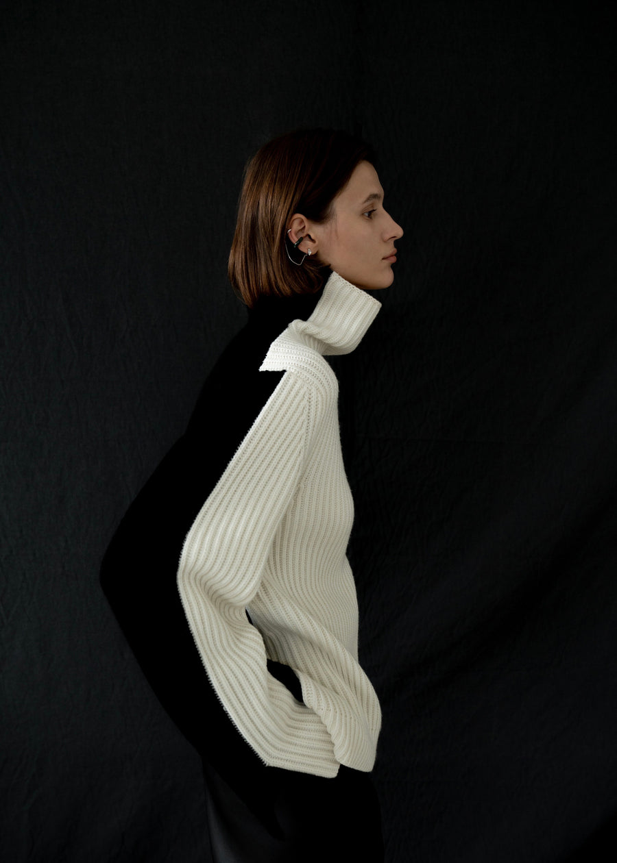 Color-block Turtle neck Sweater | LEHA