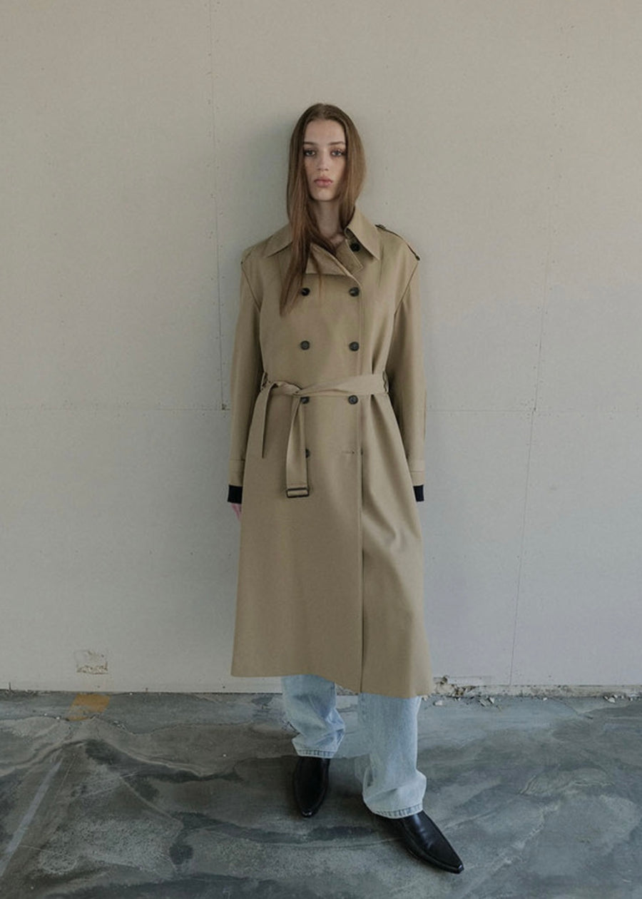 [LEHA] CAMDEN WOOL TRENCH COAT -BEIGE