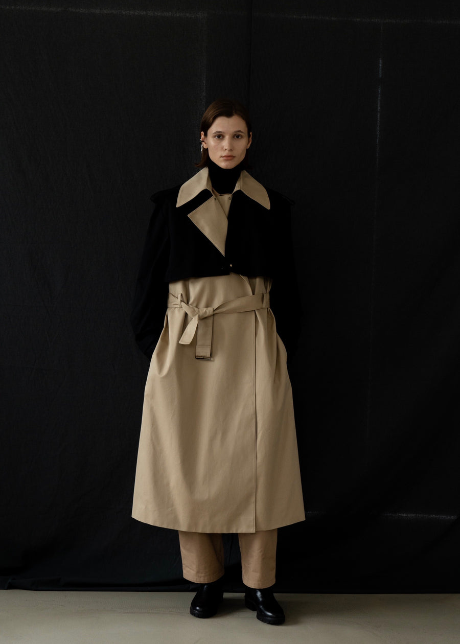 TWO TONE OVERSIZED TRENCH COAT| LEHA