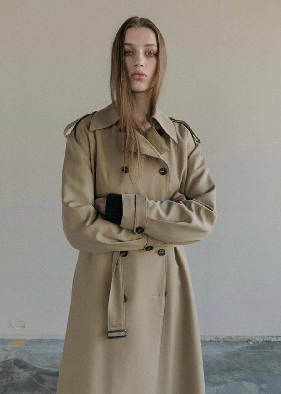 [LEHA] CAMDEN WOOL TRENCH COAT -BEIGE