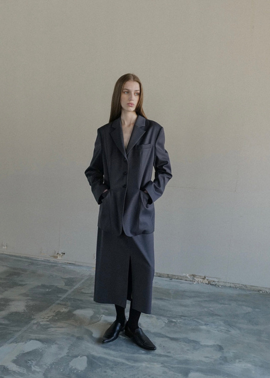 [LEHA] GREYSTONE SLIT SKIRT - GRAPHITE