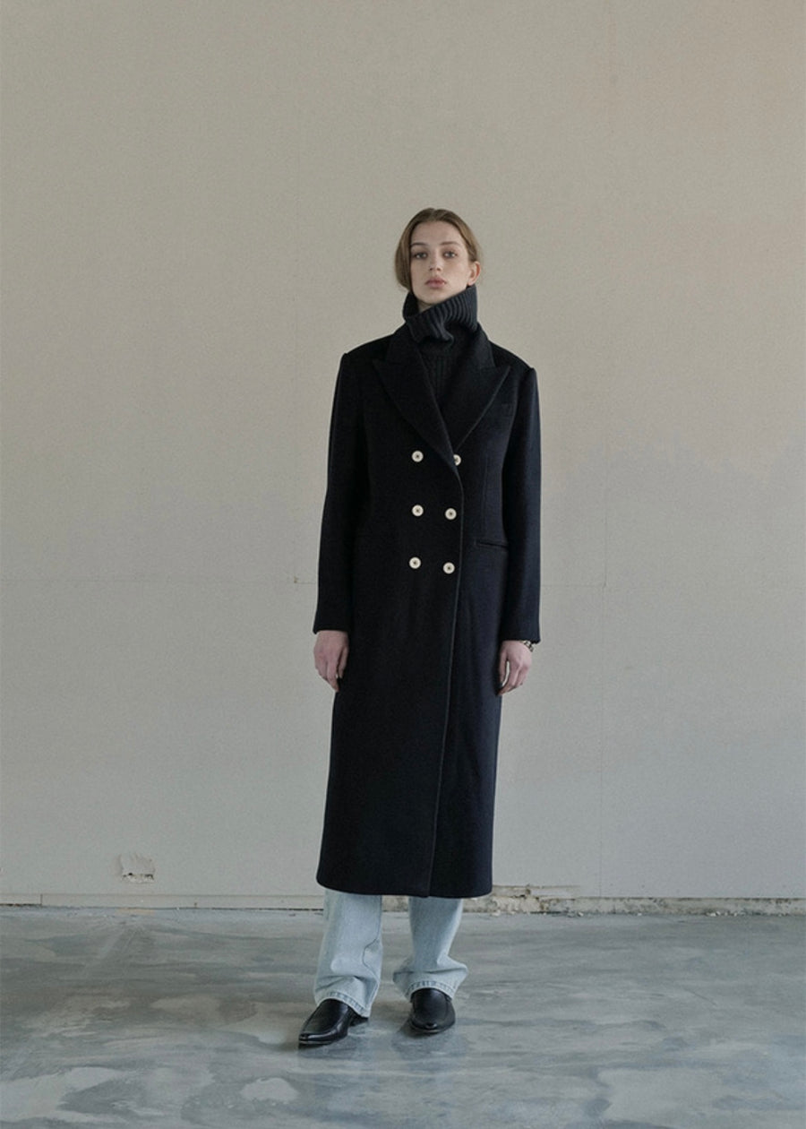 [LEHA] ADAMS DOUBLE BREASTED COAT -NAVY