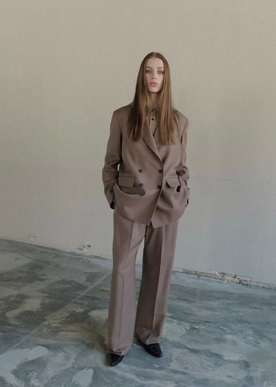 RE-ORDER [LEHA] BERWICK DOUBLE BREASTED JACKET -BROWN