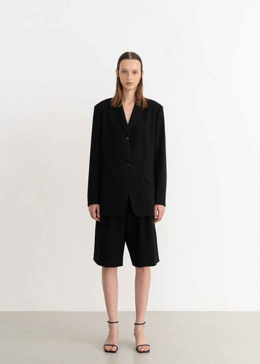 Camille Single Breast Twill Jacket (Black)