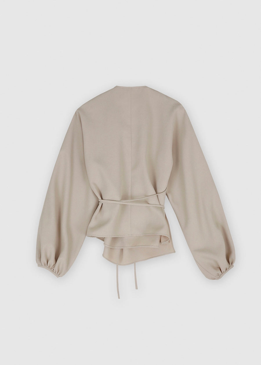 DRAPED WRAP BLOUSE (YELLOW BEIGE) | RECTO.