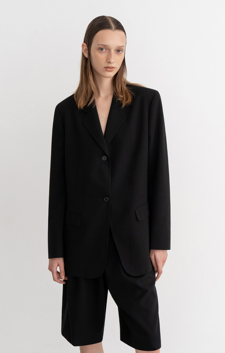 Camille Single Breast Twill Jacket (Black)