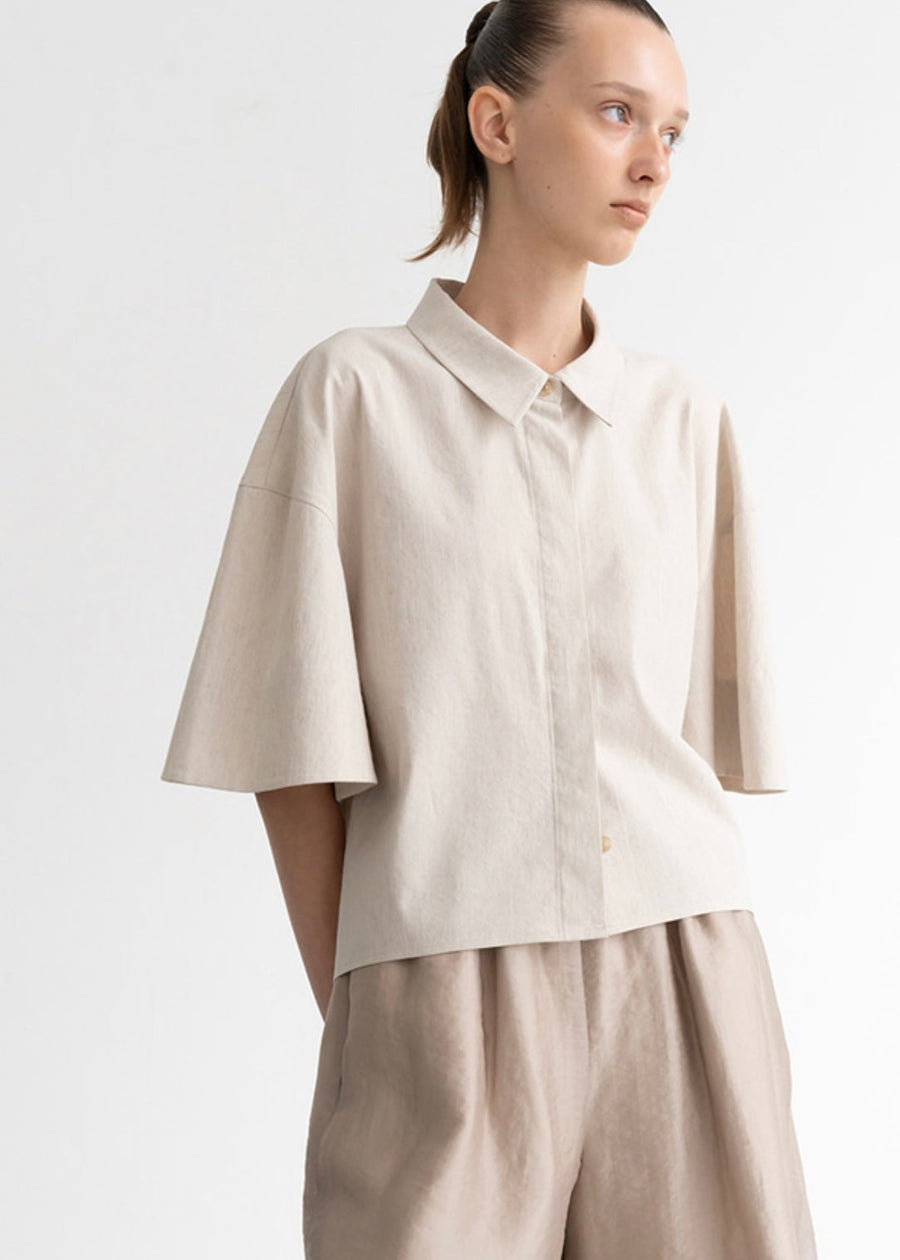 Serene Linen Blend Top (Oatmeal)