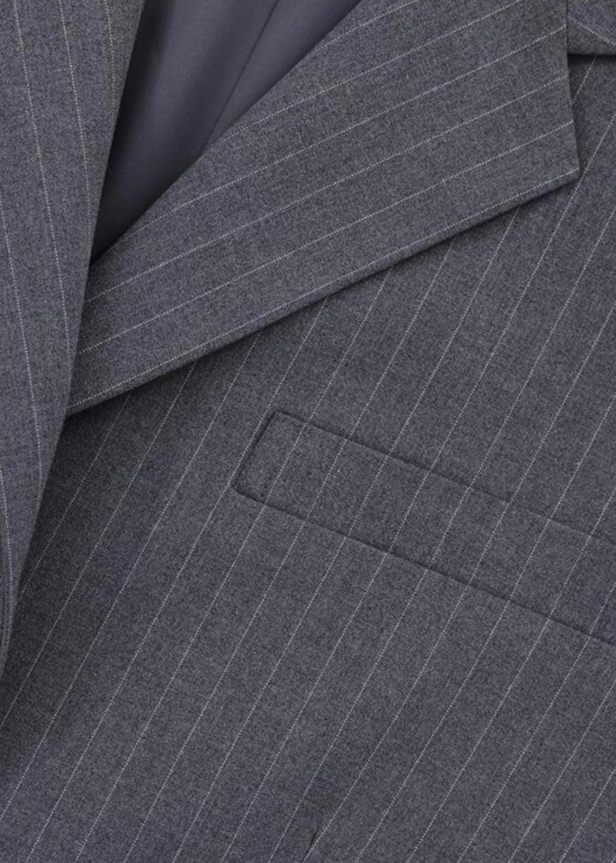 LEHA Camden Drop Shoulder Jacket (Grey Pinstripe)