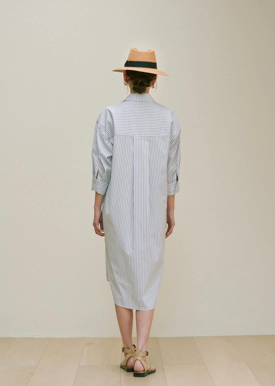 [1St Re-Order] Stripe Cotton-blend Shirt Dress