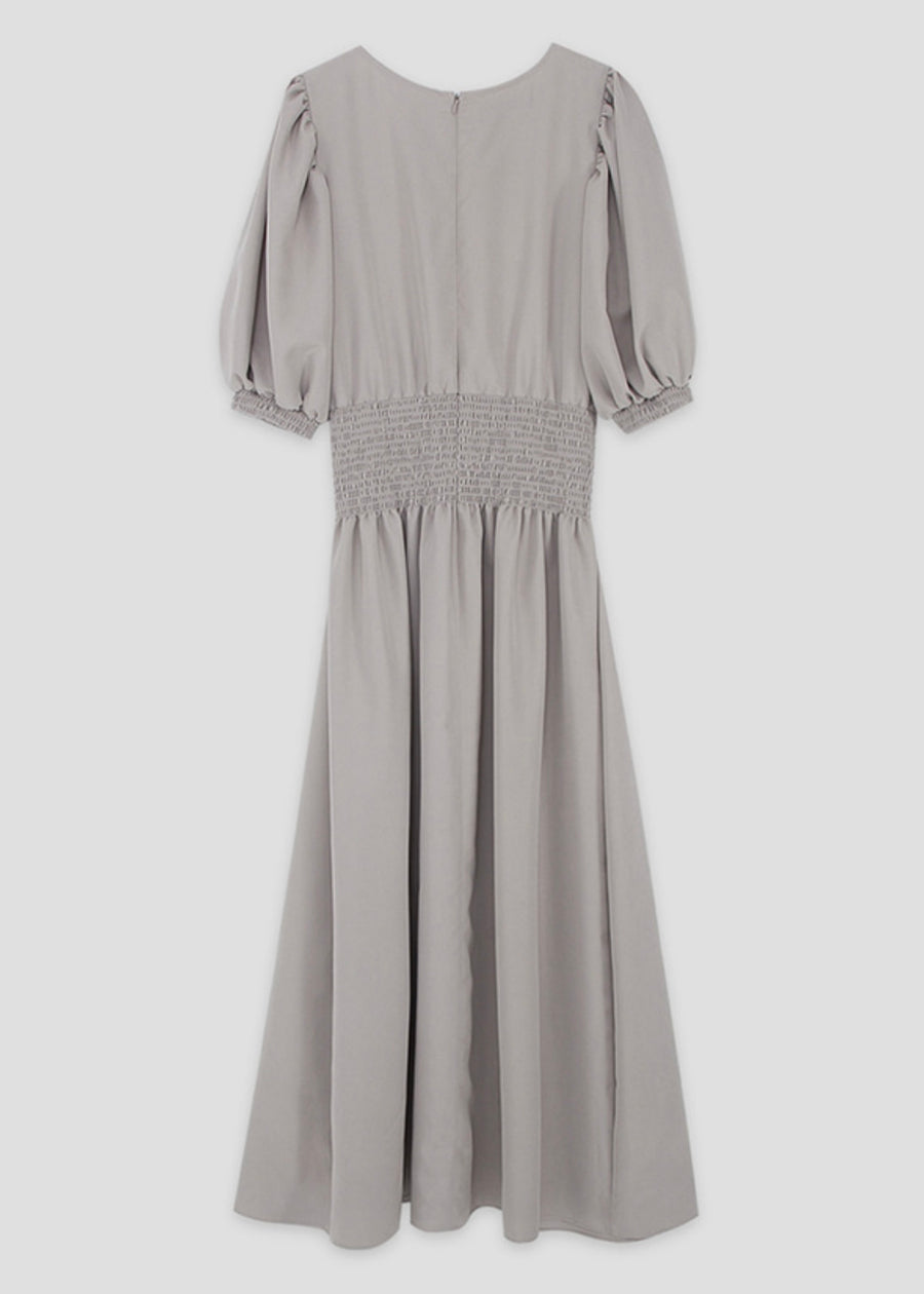 Tencel smocked midi dress (Dove)