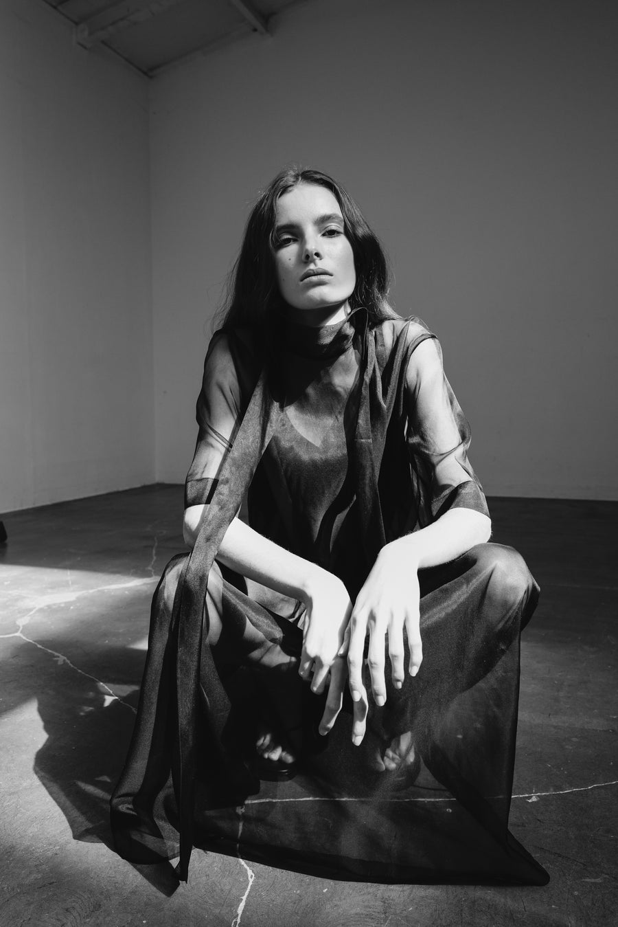 High-neck SIlk Organza Dress |L E H A