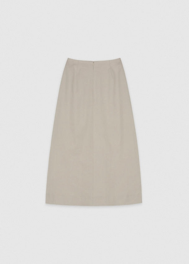 Linen pleats skirt (beige)
