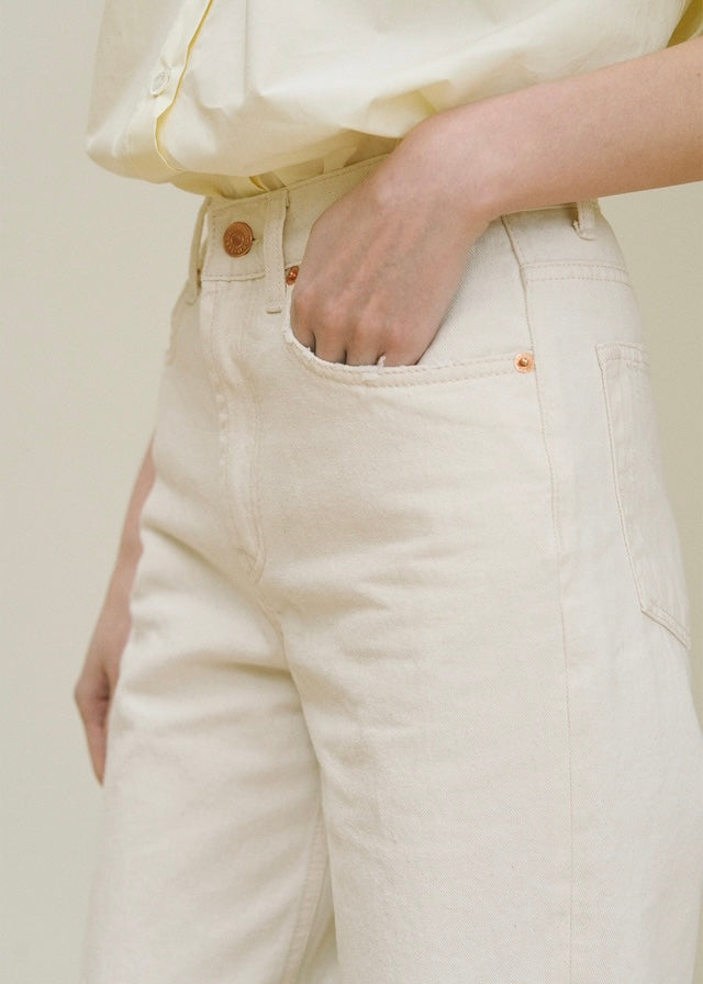 [1st Re-Order] Marcel Denim Pants (Cream)