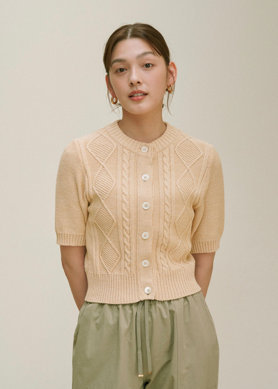 Loretta Cable Cardigan (Soleil)