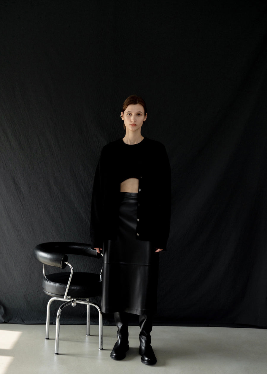 Vegan leather midi skirt | LEHA