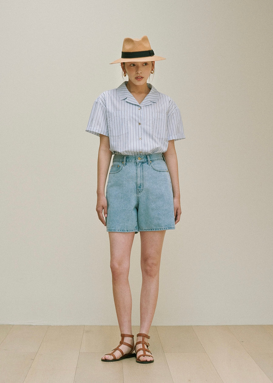 Half-sleeves Shirt (Stripe)